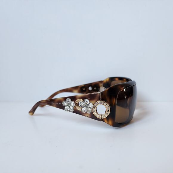 Vintage Bvlgari Womens Sunglasses Brown Frame Blingy Rhinestone Designer READ - Picture 5 of 7